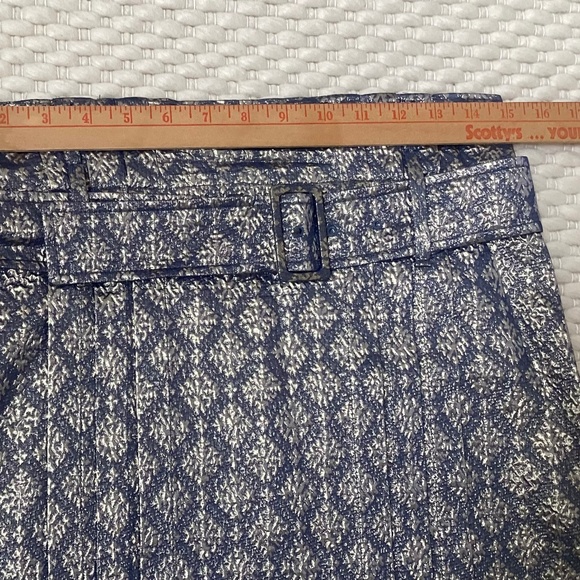 Vintage PRADA Womens Silver and Gold Brocade Belted Mini Skirt Size 38 US 2 EUC - Picture 9 of 13